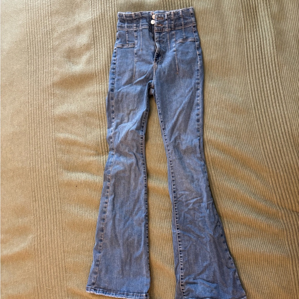 We The Free Blue Flare Wide Leg Jeans